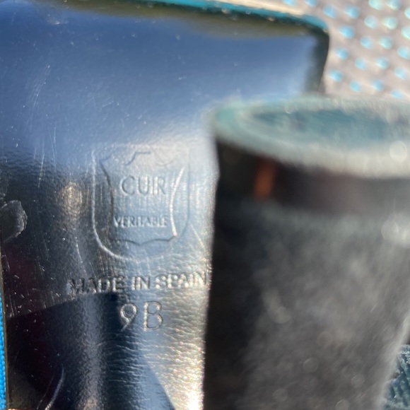 Charles David collection black suede white patent blue fabric size 9 heels - Picture 11 of 16